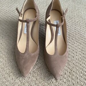 Jimmy Choo Daria Pointy Toe T Strap Pump Mocha Tan Suede 65 Mm Heels Shoes 38